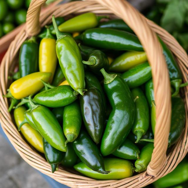 A basket full of jalapeno peppers